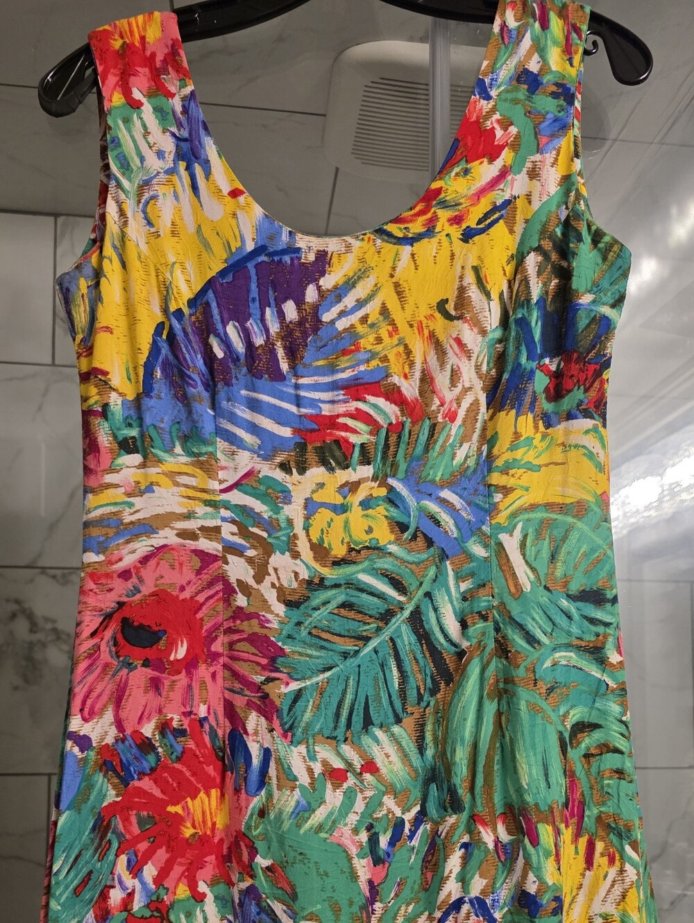 Vintage Jams World Tropical Print Mini Sleeveless Cruise Beach Dress Sz S
